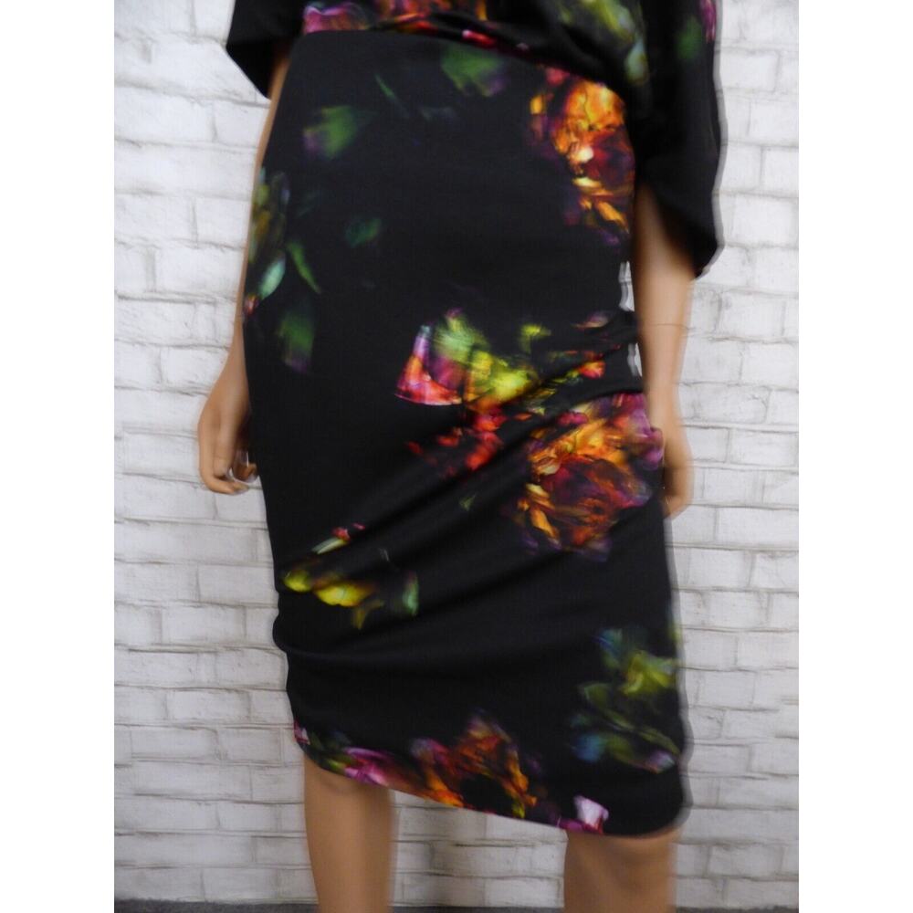 $225 Alexia Admor Draped Shoulder Olivia Black Floral Dress Small NEW A506 - Picture 5 of 15